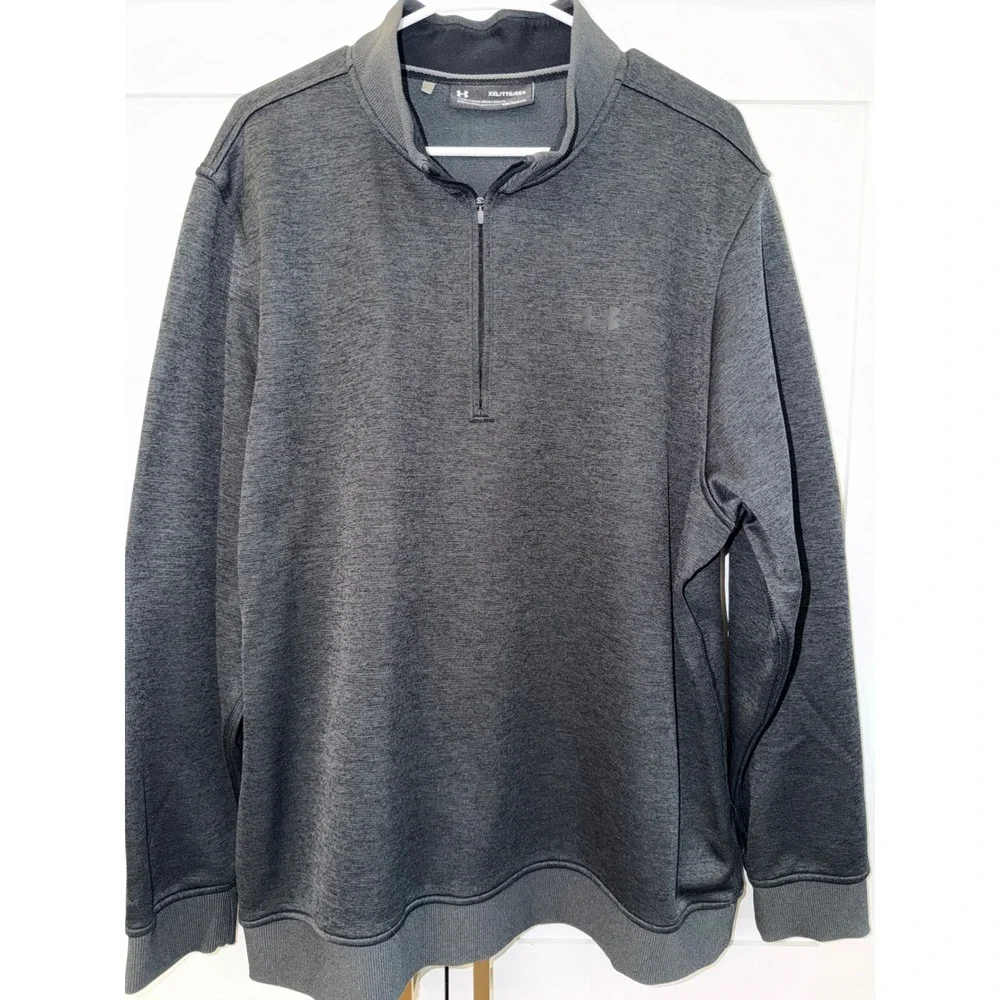 Under Armour ColdGear Mens XXL Gray Heather Loose Fit Quarter Zip Pullover